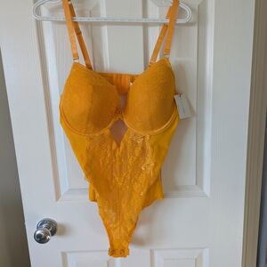 Lace Bodysuit in Vibrant Orange